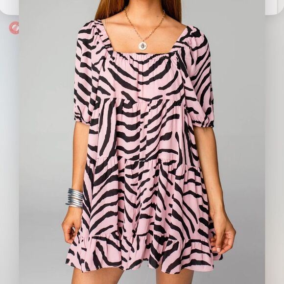 BUDDY LOVE | NEW Becca Dress in Savannah Pink Black Zebra Print Women’s Size XS - Picture 3 of 14